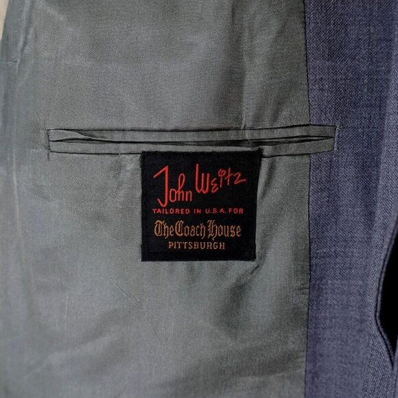 John Weitz Blue Gray Wool Blend 2 Gold Button Blazer 40L - Picture 10 of 13